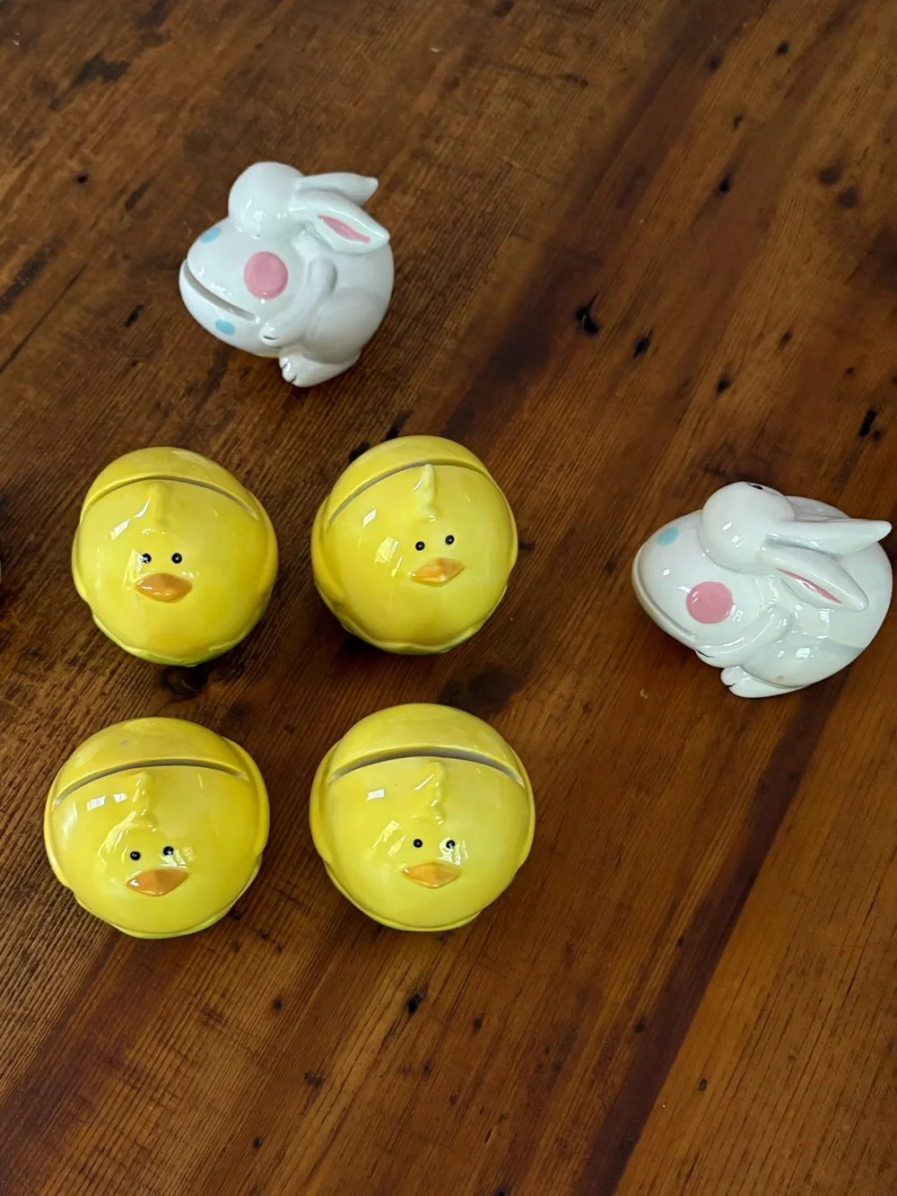 Pier One Set of 7 Easter Chicks & Bunny Place Card Holders  Ceramic
